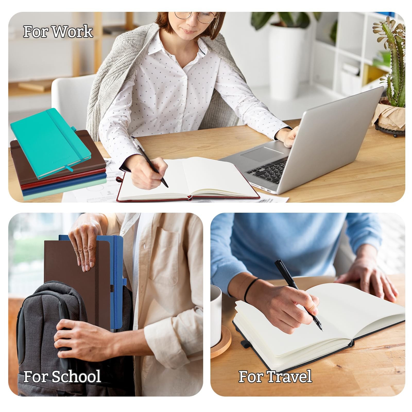 quipreco 2Pack Blank Hardcover Journal Notebook，Sketch Book, 140 A5, Black