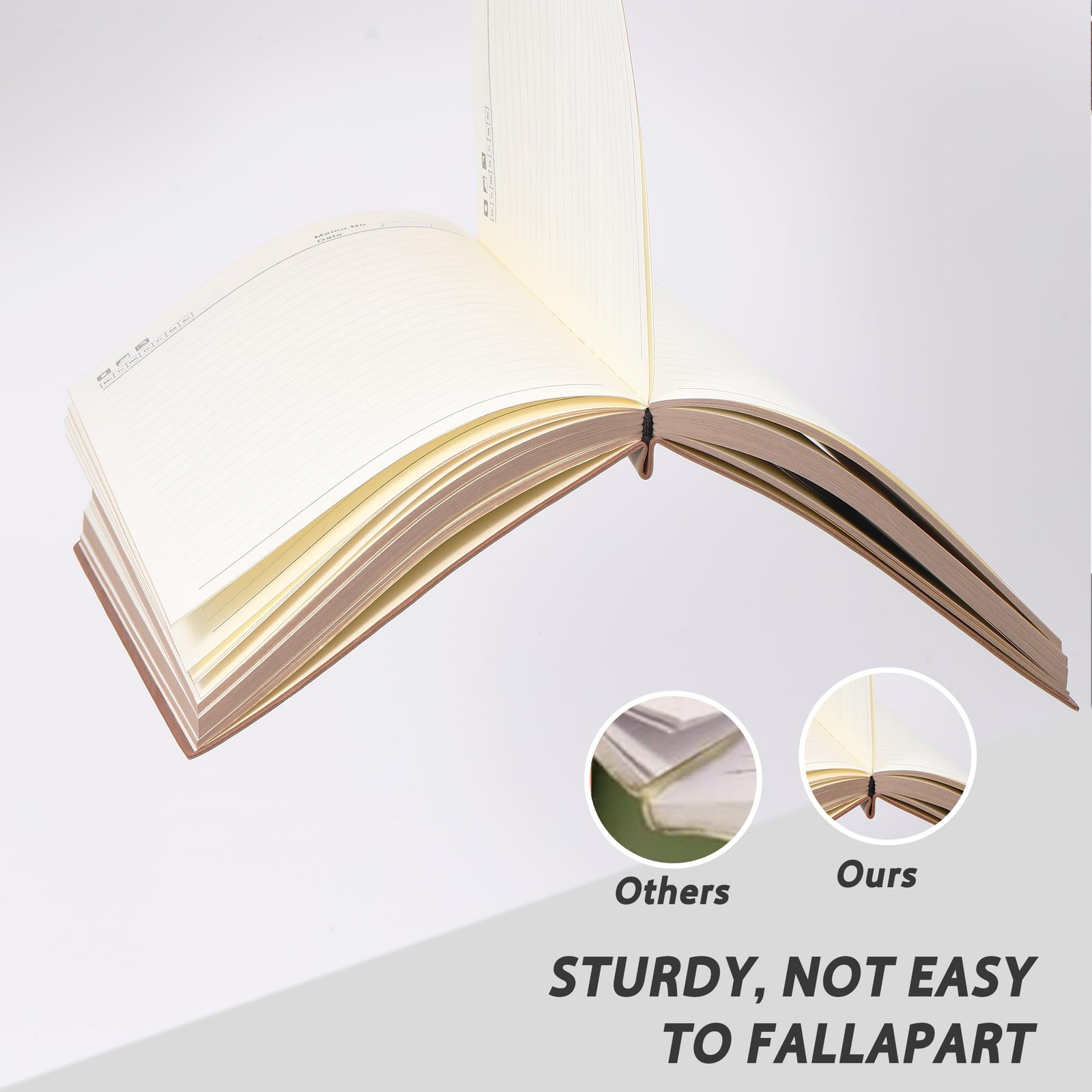 BOBO RABBIT Softcover Lined Journal Notebook 348 Pages Lay-Flat A5, Khaki