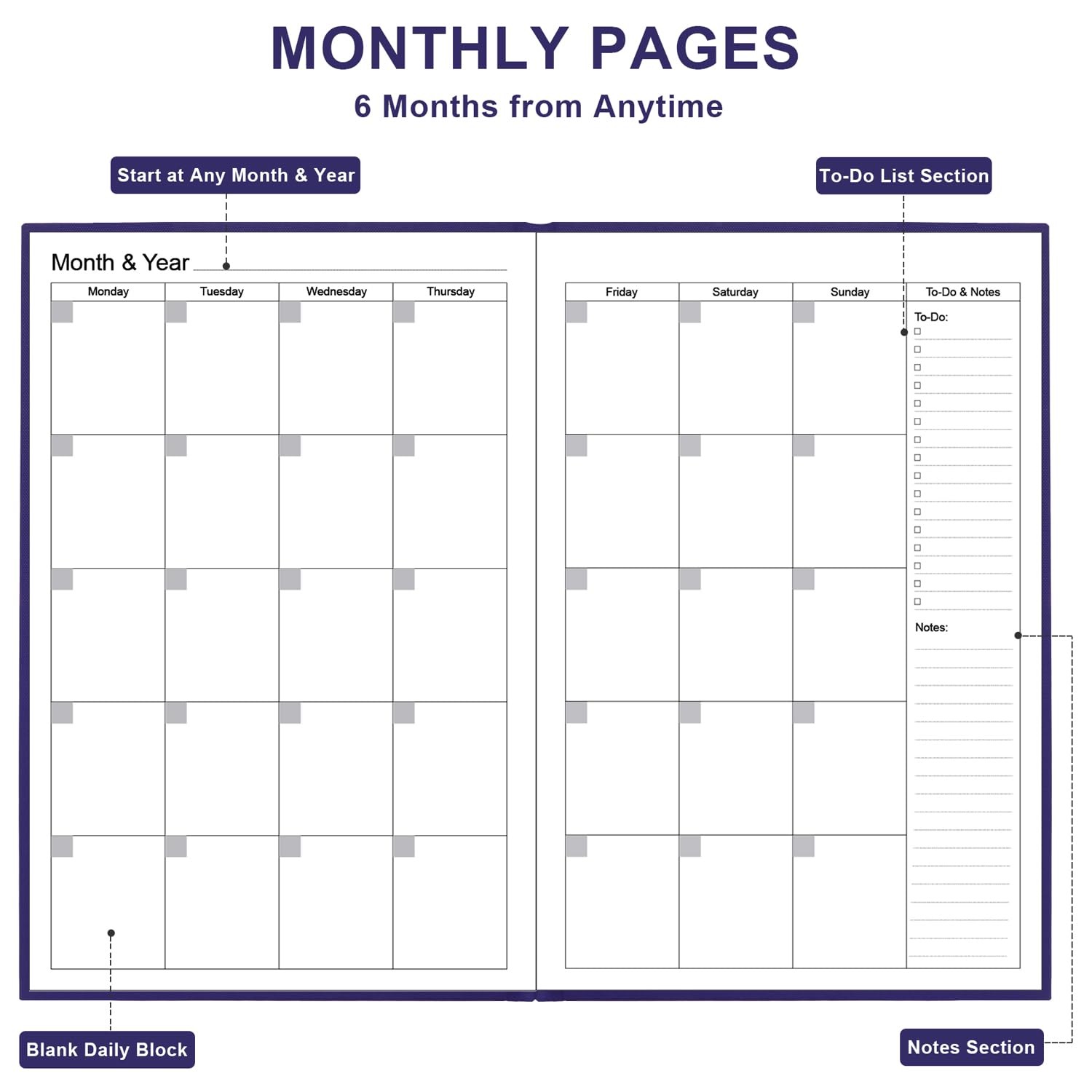 Daily & Monthly Planner for 2026 or Anytime – ADHD Planner Two Pages Per Day,…