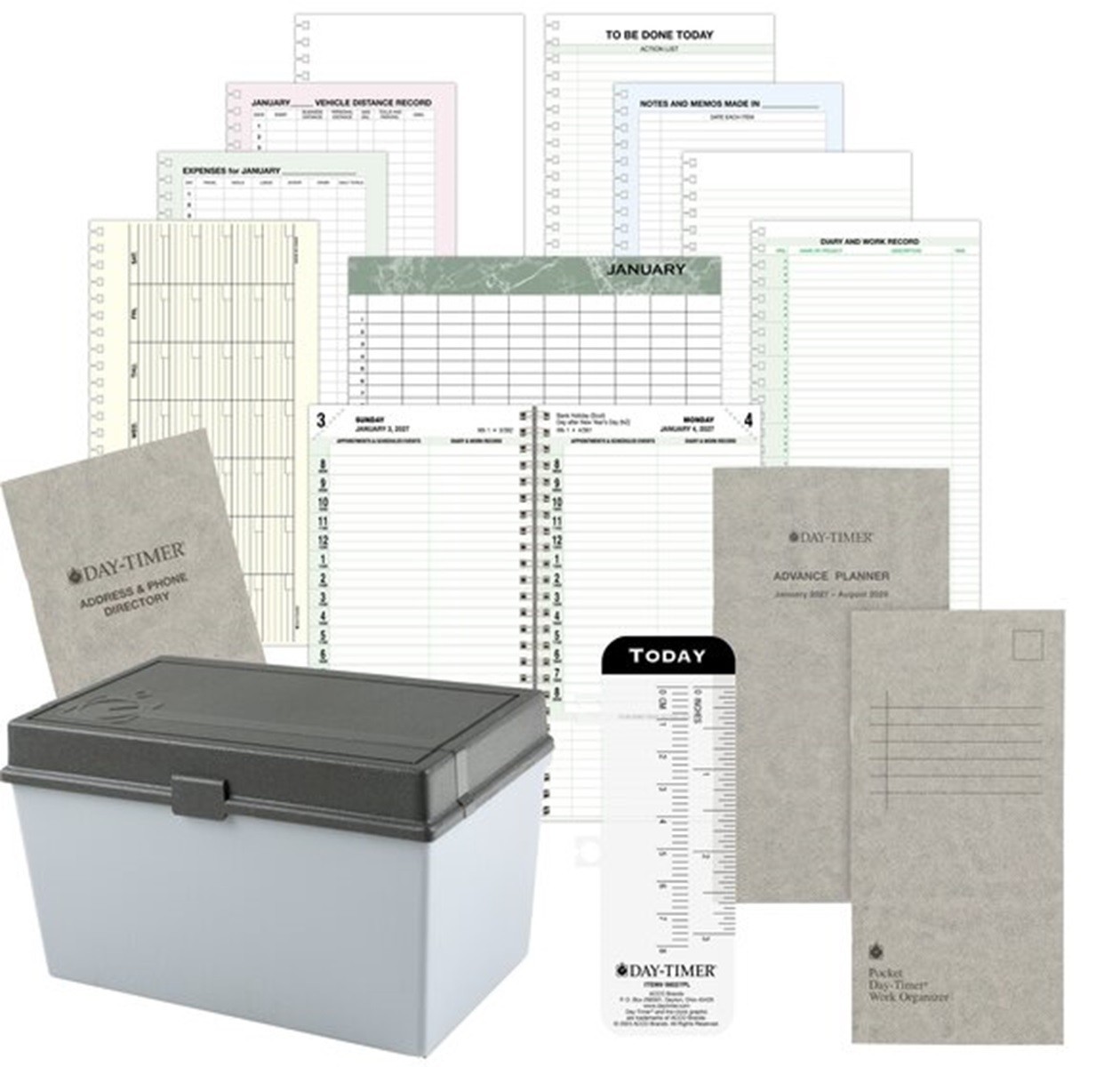 Day-Timer Jan-Dec 2027, 1-Page/Day Planner Refill Pocket 3-1/2 x 6-1/2″ +Extras