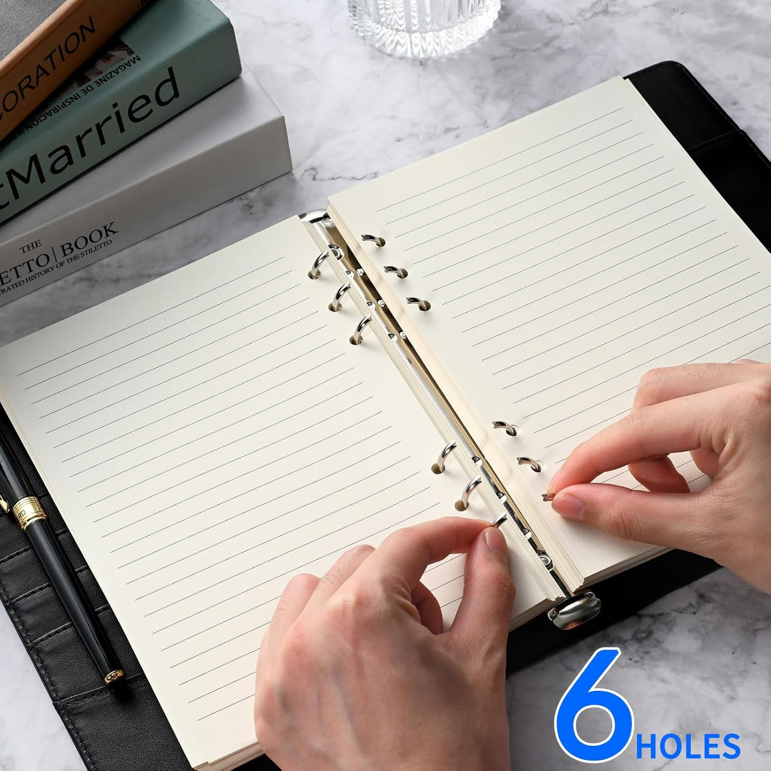 2 Packs A5 Refillable Paper for 6-Ring Binders, Planner, Traveller Journal, Note