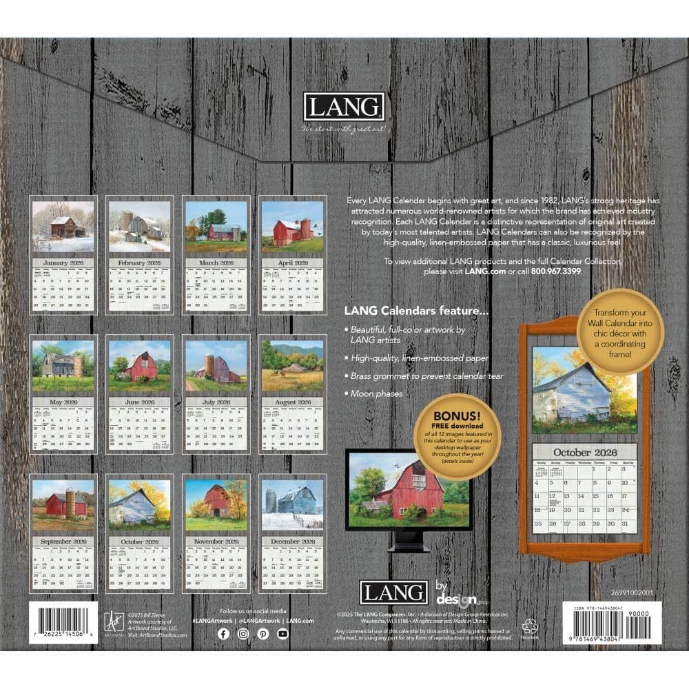 Lang, On the Farm 2026 Wall Calendar by Bill Zierke, 12.5″W x 0.2″H, 2026