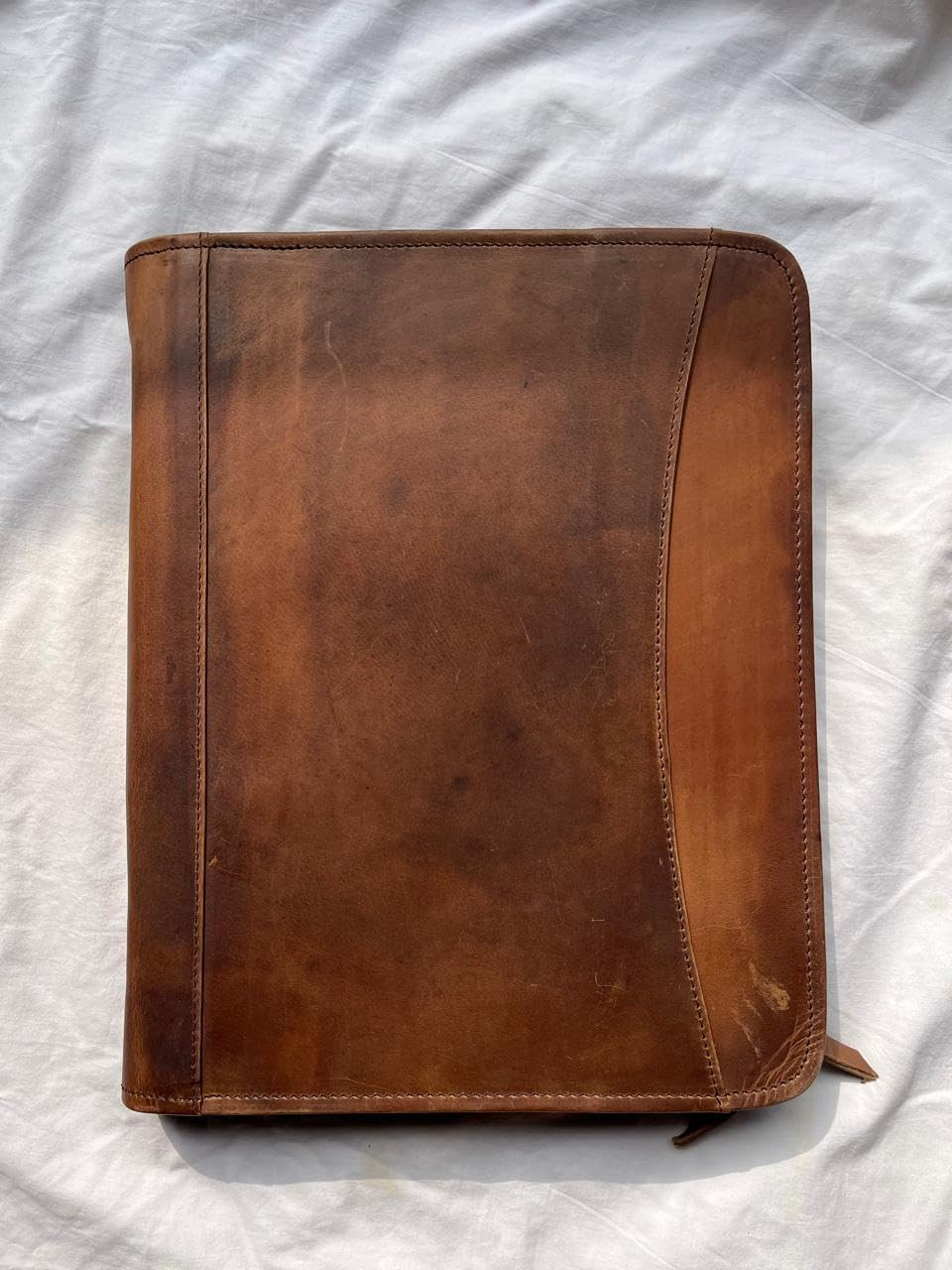 Leather Portfolio Organizer with Zipper for Men Women, Padfolio Business Resume