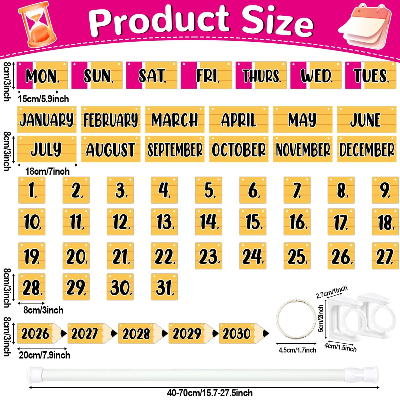 Naozinebi Pencil Flip Calendar Bulletin Board Set Pencil Calendar For Classroom