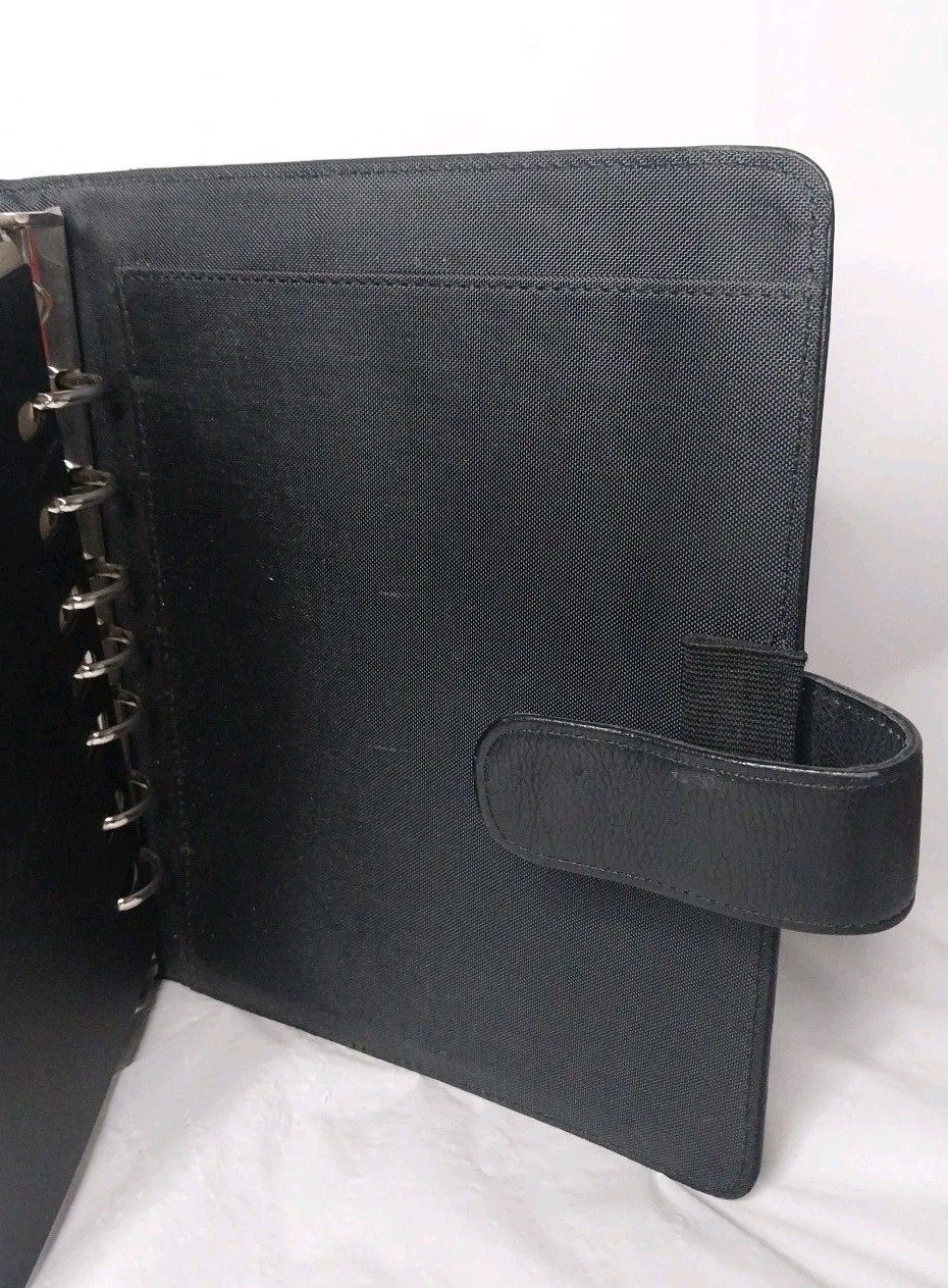 Vintage Daytimer Planner Binder Black Leather 7 Ring Organizer 9.5″ X 7.5″