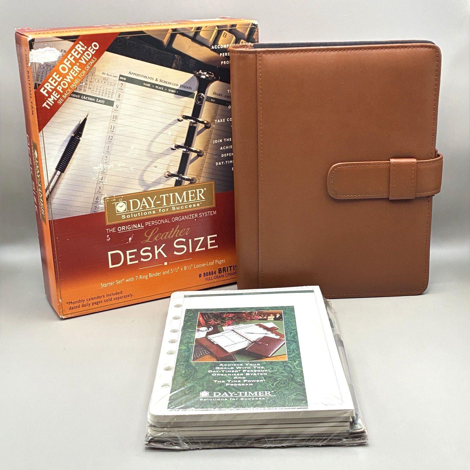 Day-Timer Original Personal Organizer System Starter Set British Tan Leather NEW