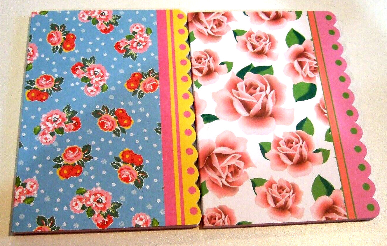 Lot of Two Floral Heavy Cardstock Covered Lined Journals – NEW (#9)