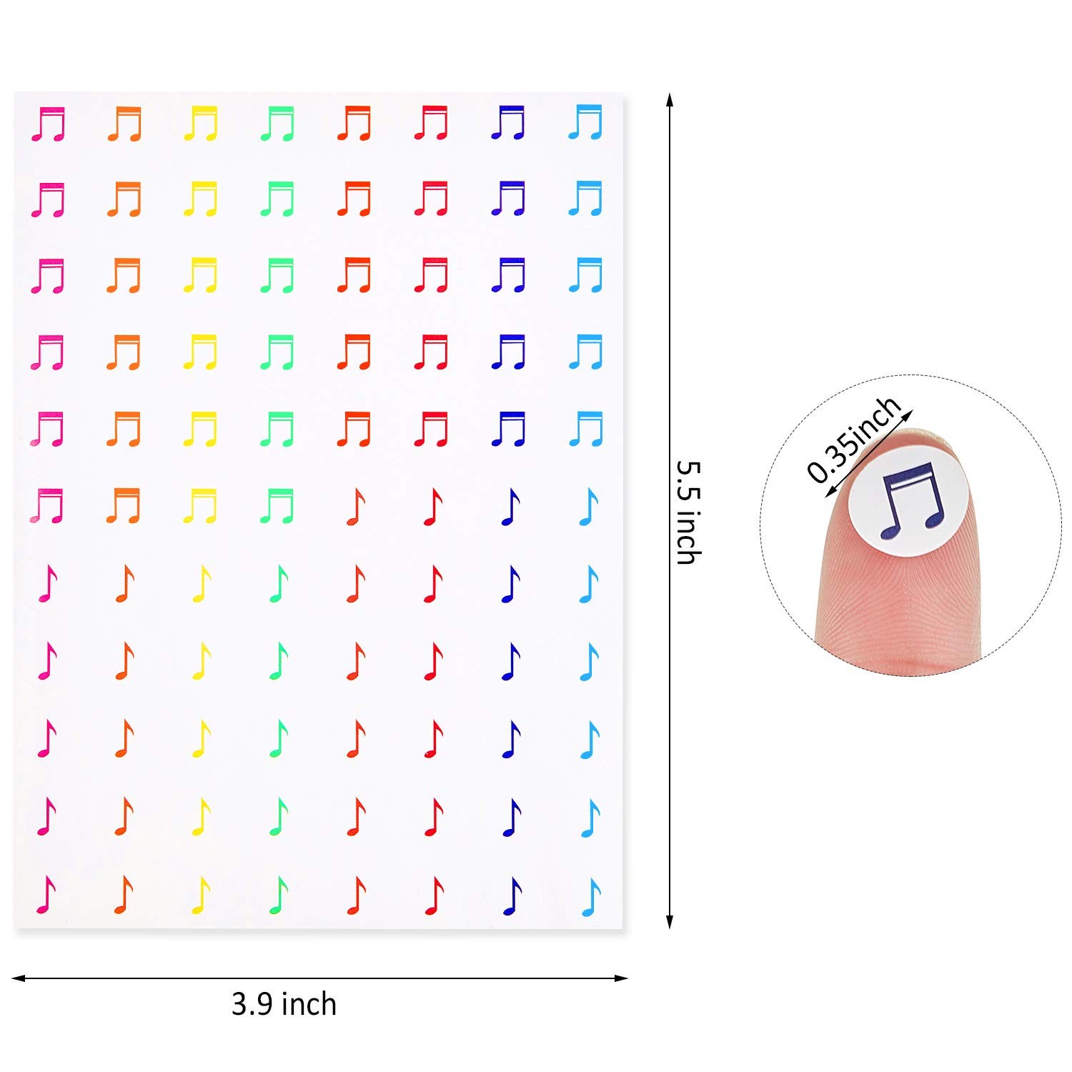 Outus 1760 Pieces Music Notes Stickers Colorful 20 Sheets Small,