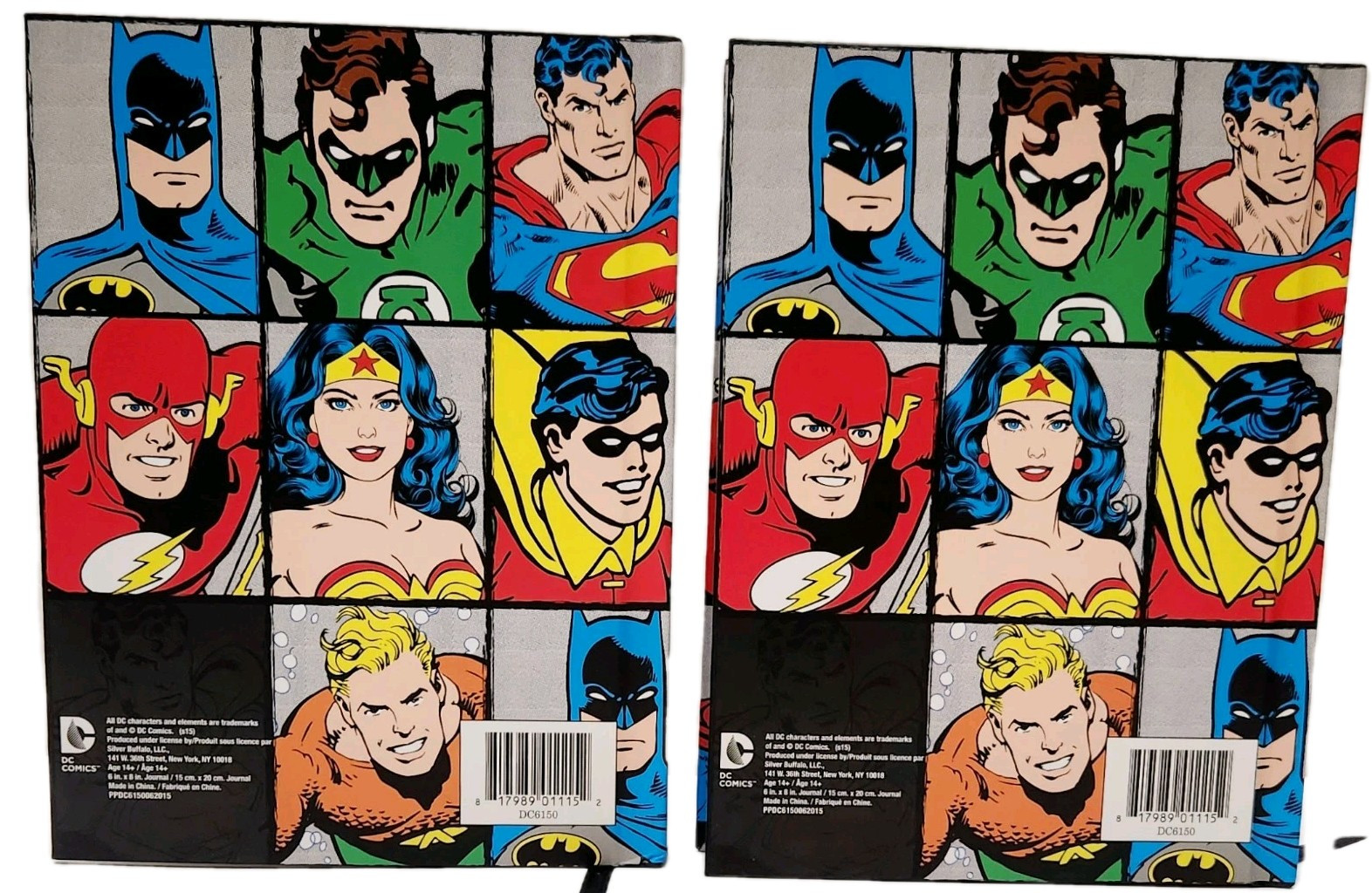 Silver Buffalo DC6150 DC Comics Characters Grid Hard Cover Journal, Lot Of 2 New