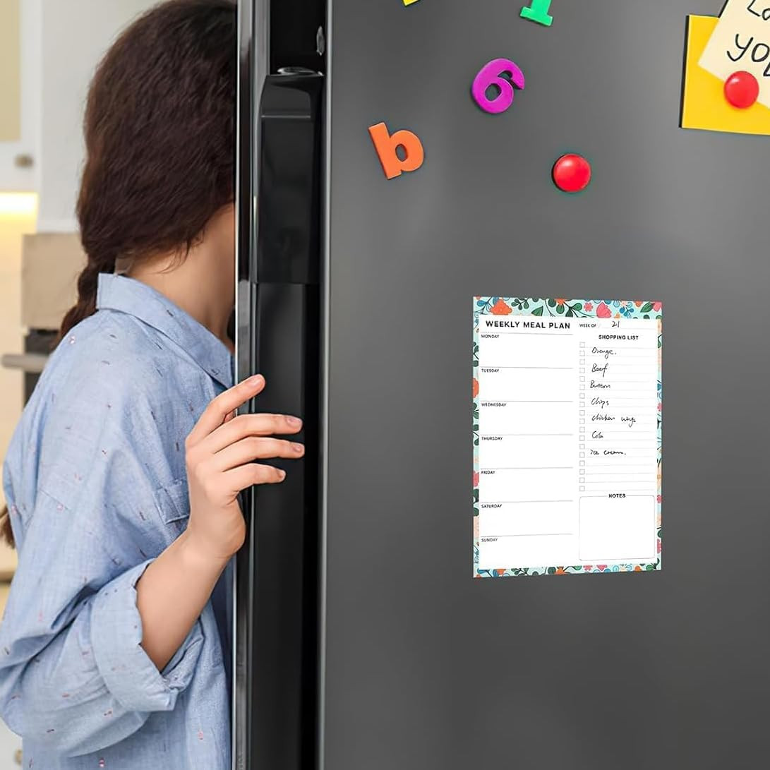 60 Sheet Meal Planner for Fridge, Magnetic Weekly Meal Planner & Grocery List wi