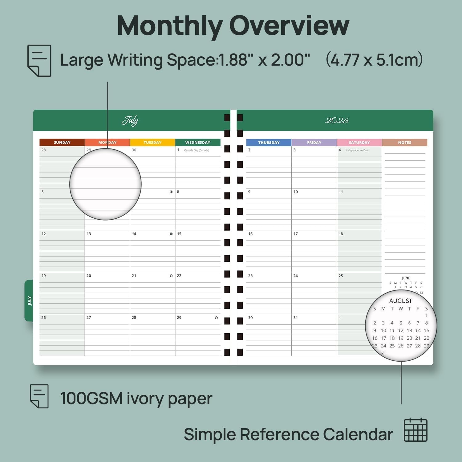 POPRUN Teacher Lesson Planner 2026-2027, Large Size 8.5″x 11″, Weekly Academic Y