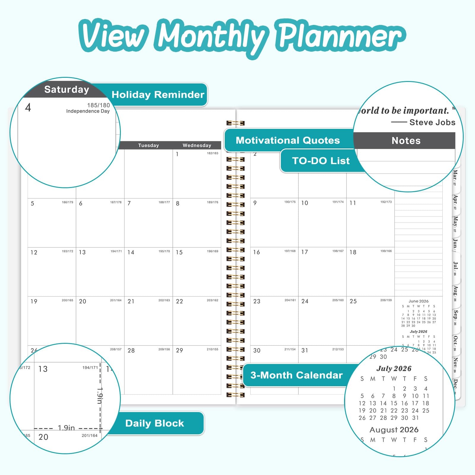 2026-2028 Monthly Planner – 2 Year 9″ x 11″, Colorful Lavender & Purple