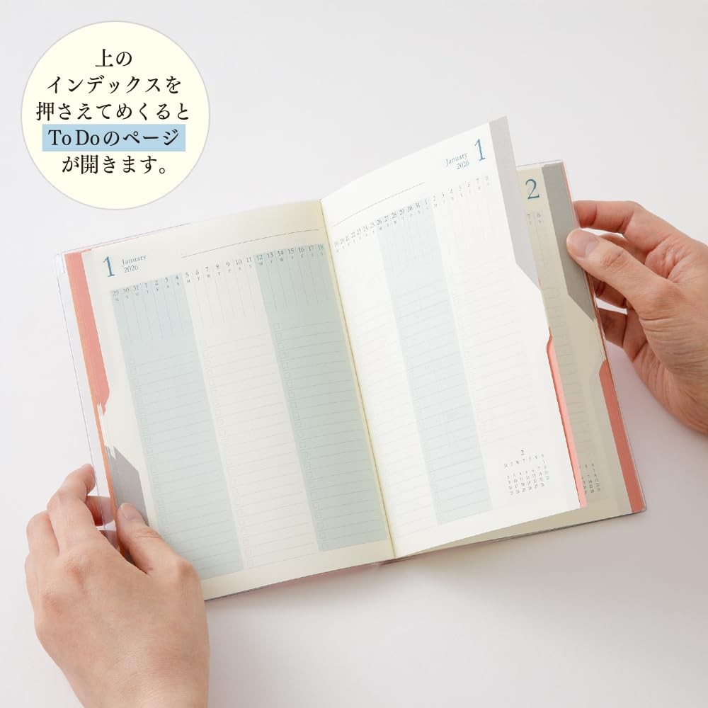 DESIGNPHIL MIDORI Double Schedule 2026 B6 Monthly Orange