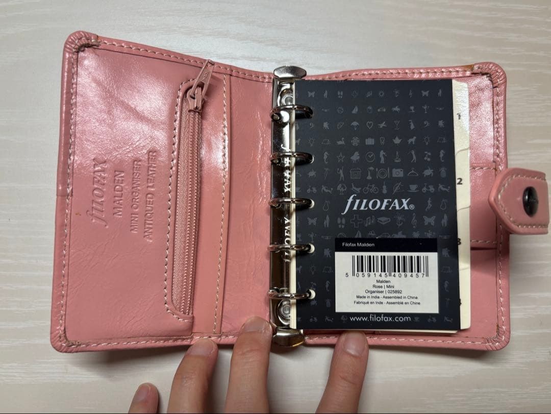 Filofax Malden M5 Rose Organizer + Mini 5 Refill Set Pink Leather Planner