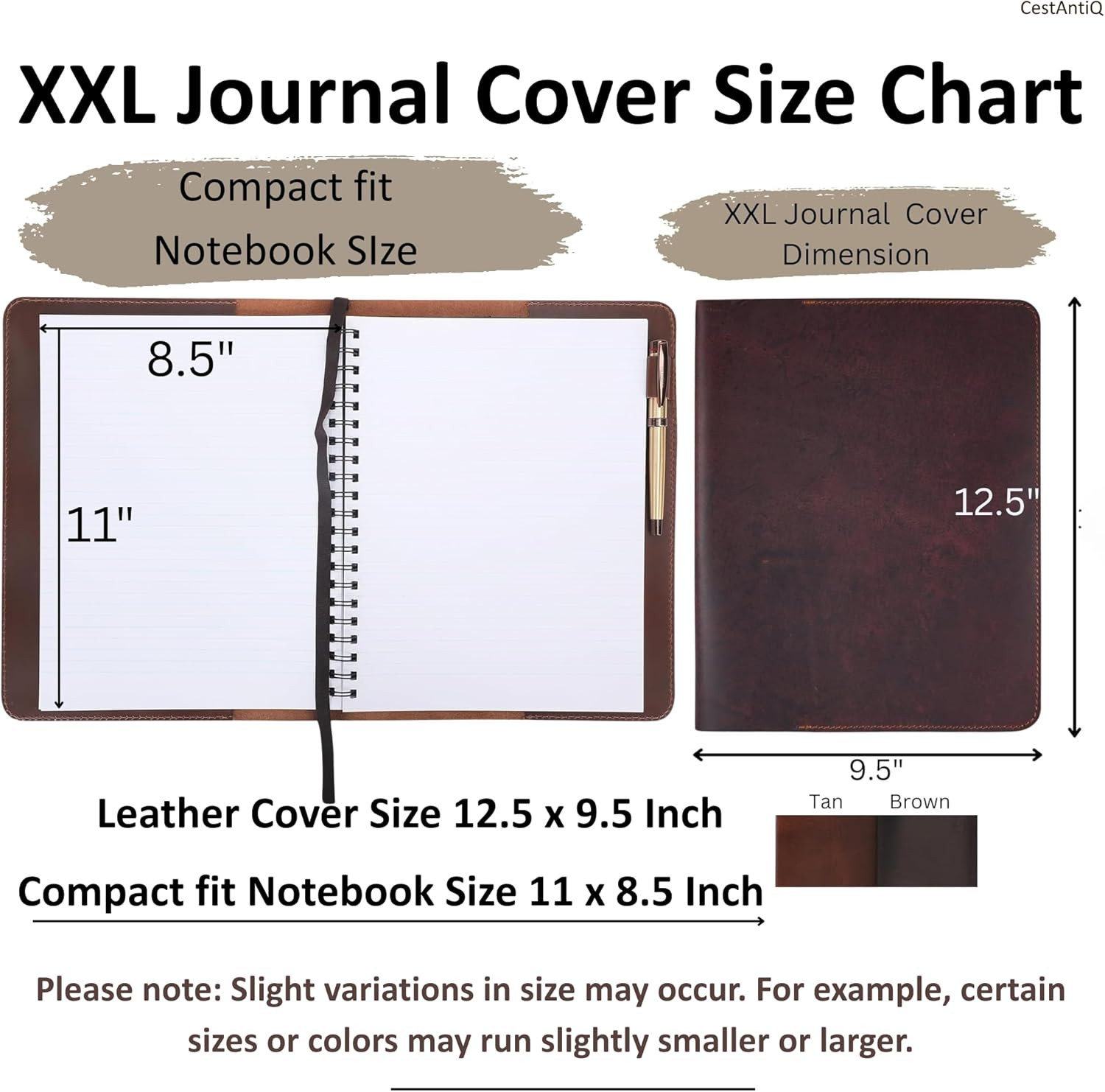 Heavy Duty Full Grain Leather Journal Cover (8.5 X 11 In.), Refillable Cahier XX