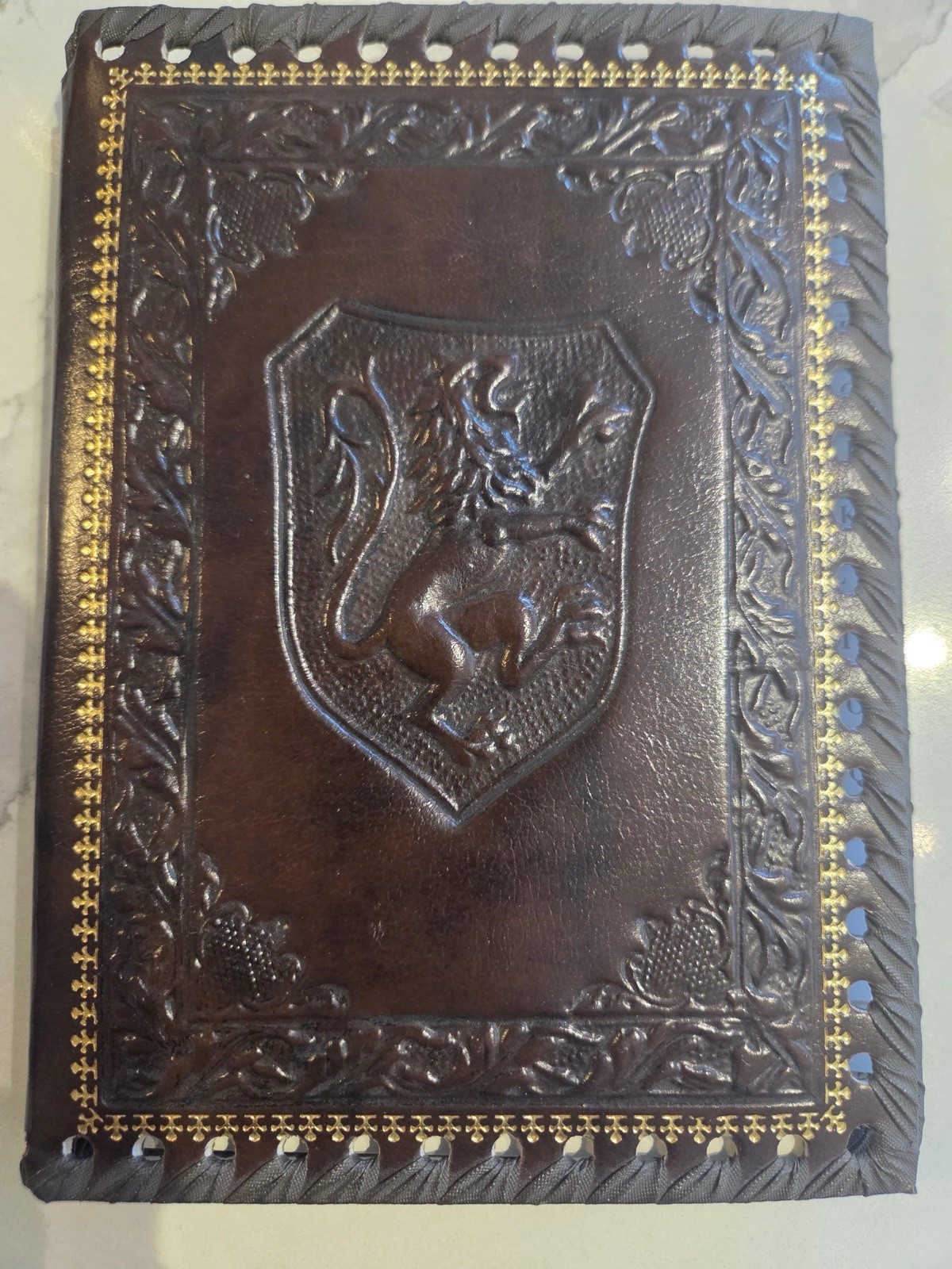 Vintage Made in Italy Florentine Style Leather Address Book A-Z Whip-Stitched