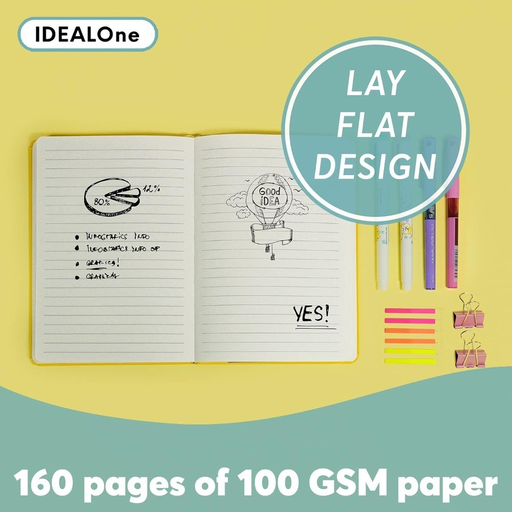 Hardcover Lined Journal Notebook A5 Size College Ruled with 100GSM Thick Paper
