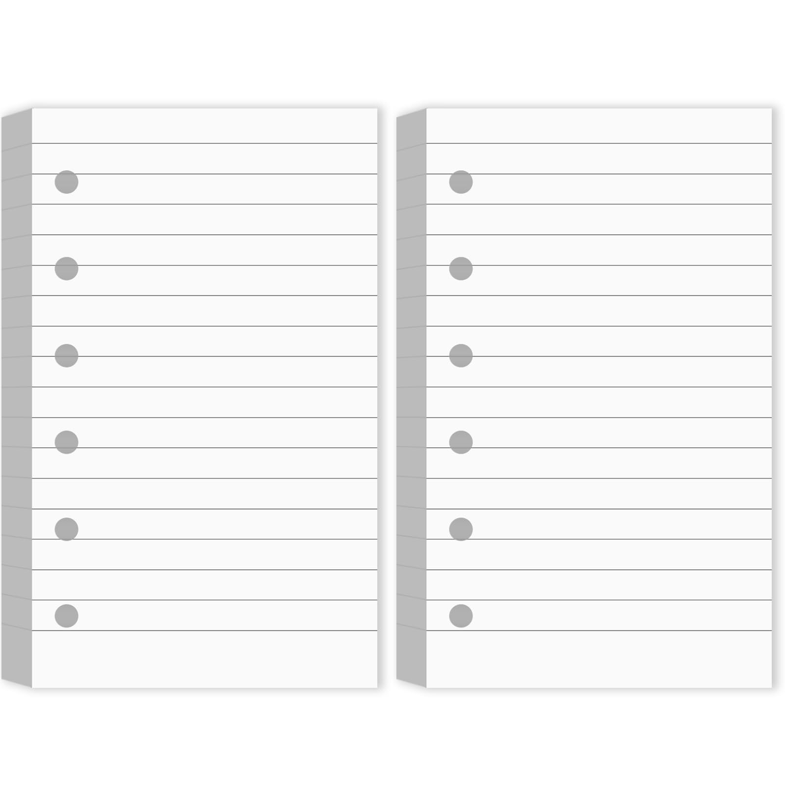Ireer 6 Hole Mini Lined Paper Refill 200 Sheets Blank Style, White