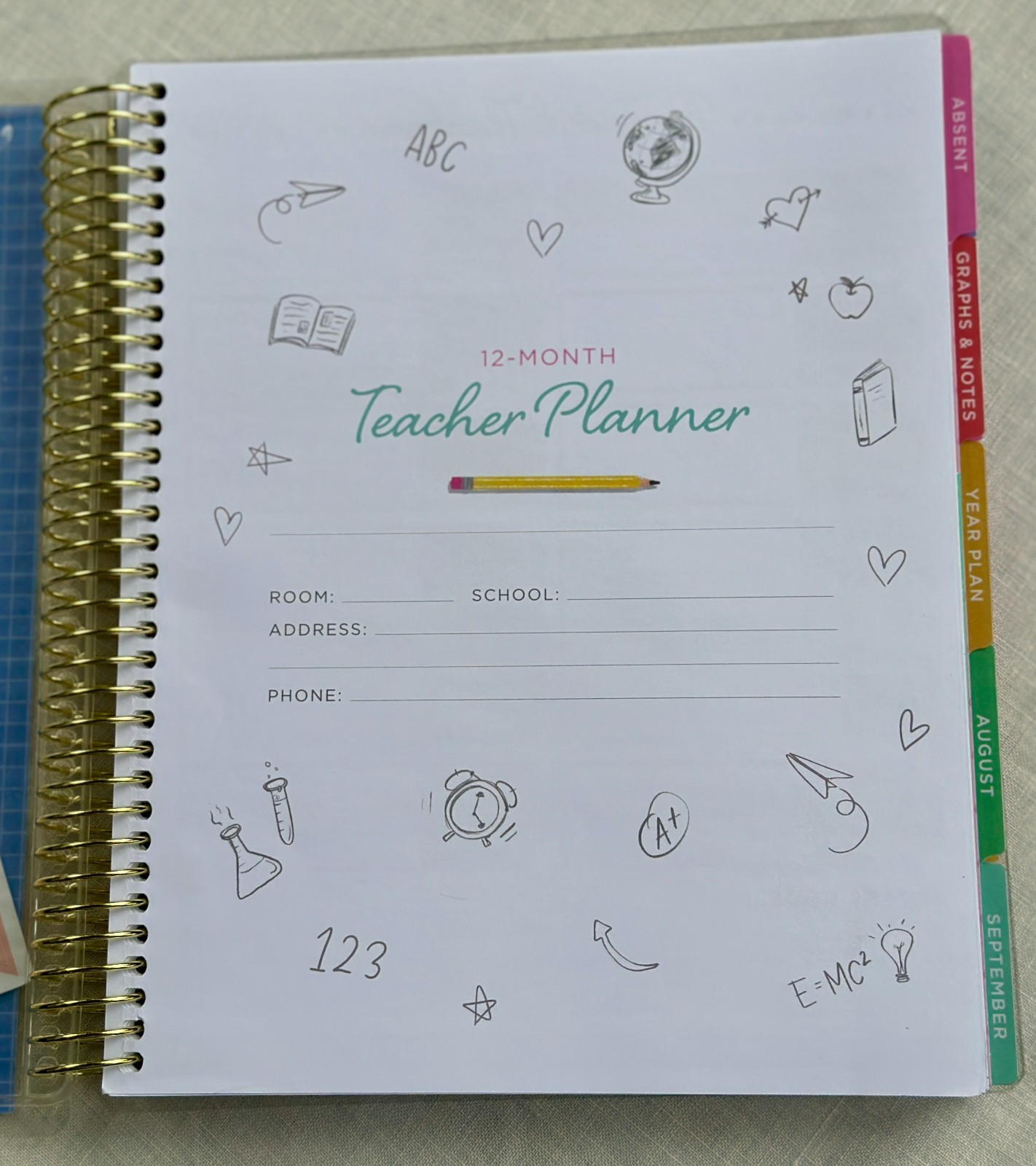 Erin Condren 12-Month Spiral Teacher Planner (Aug – Jul), 7”x9” Weekly