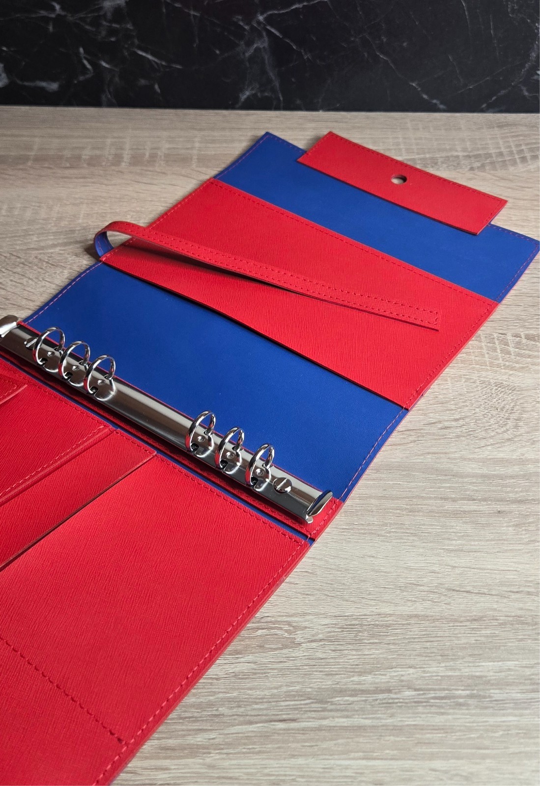 Orange red blue Leather Cover planner A5 – Oops Shop just cover with binder