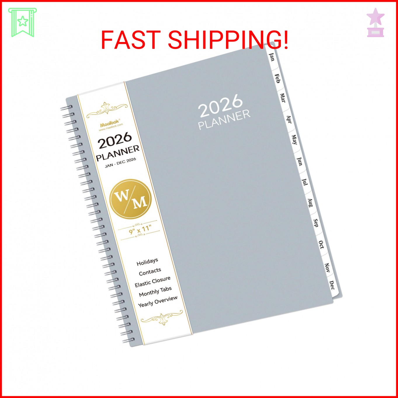 2026 Planner – January 2026 – December 2026, 9″ x 11″ Weekly Monthly Planner 202