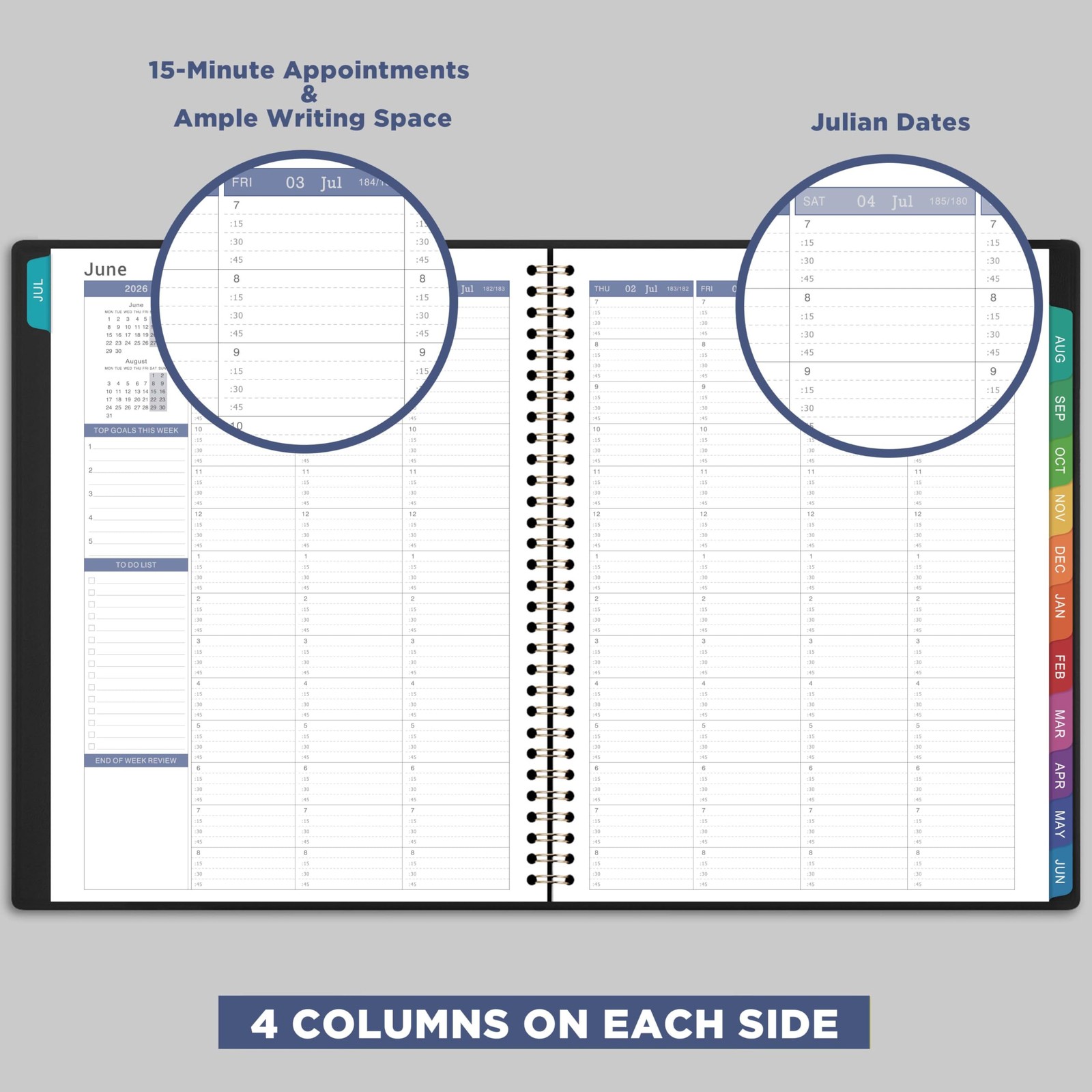 2026-2027 Weekly Appointment Book – Daily Hourly Planner 8.4″ x 10.6″, Black