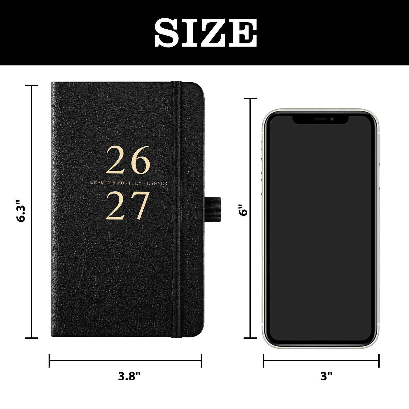 2026-2027 Pocket Planner/Calendar – Jul 2026 – Jun 2027, Academic A5, Black