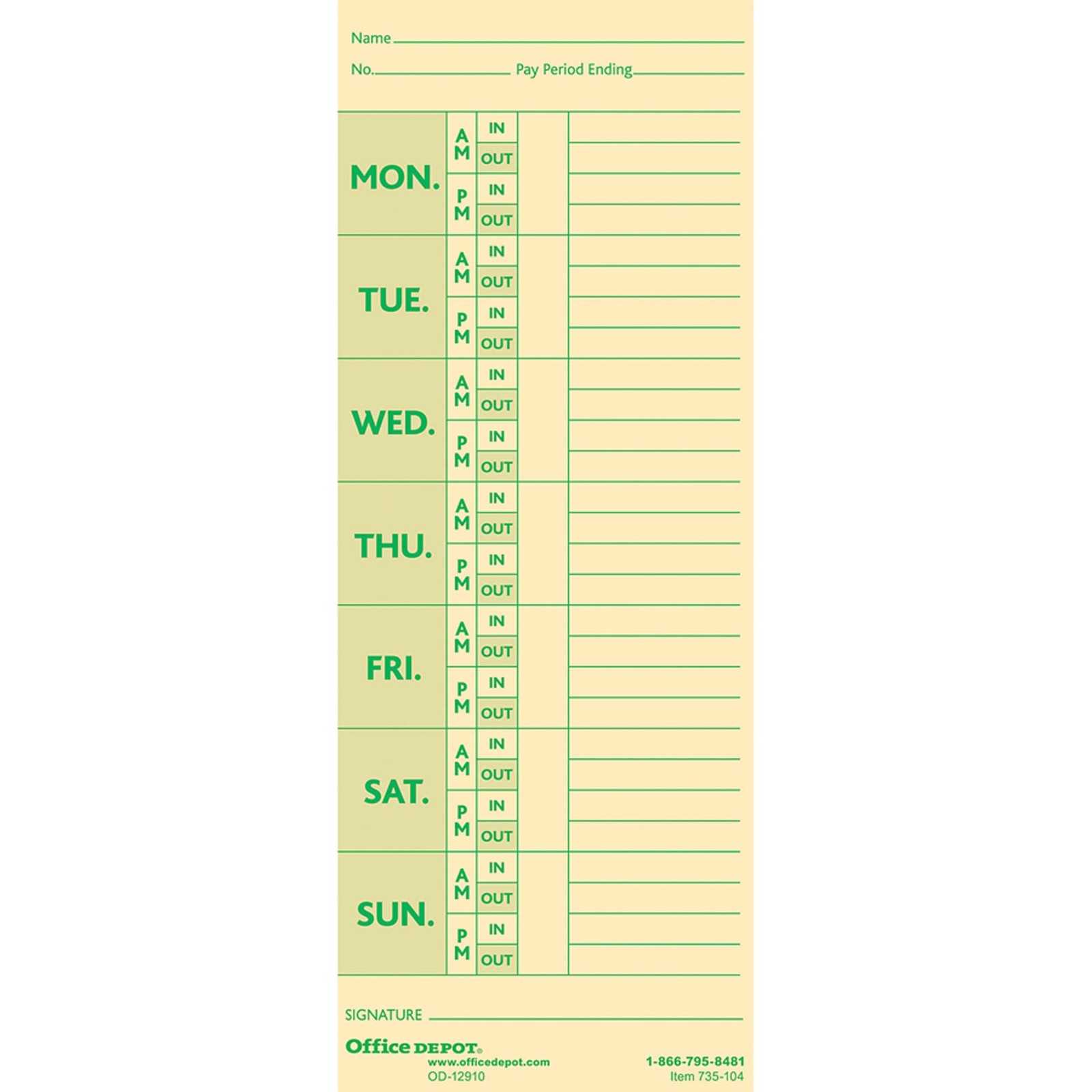 Manila Weekly Planner Heavy Card Stock 3 3/8 x 8 7/8 Durable Performance
