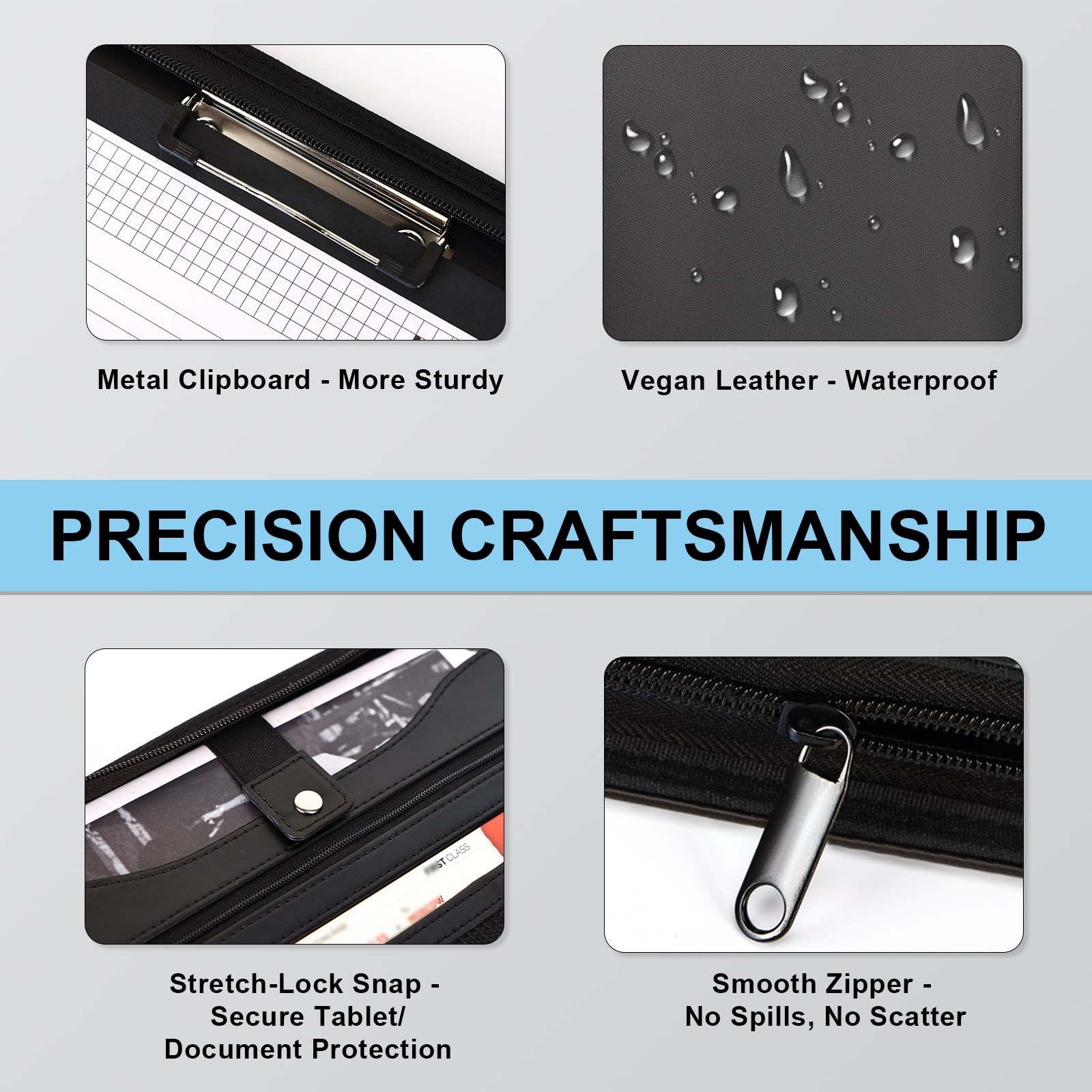 Leather Portfolio Professional Business Padfolio with Zipper Interview Resum…