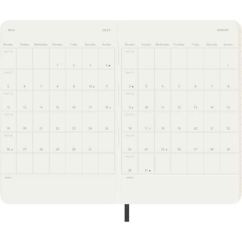 Moleskine 2026-27 Weekly Planner Large 5″x8.25″ Black Softcover 18MO