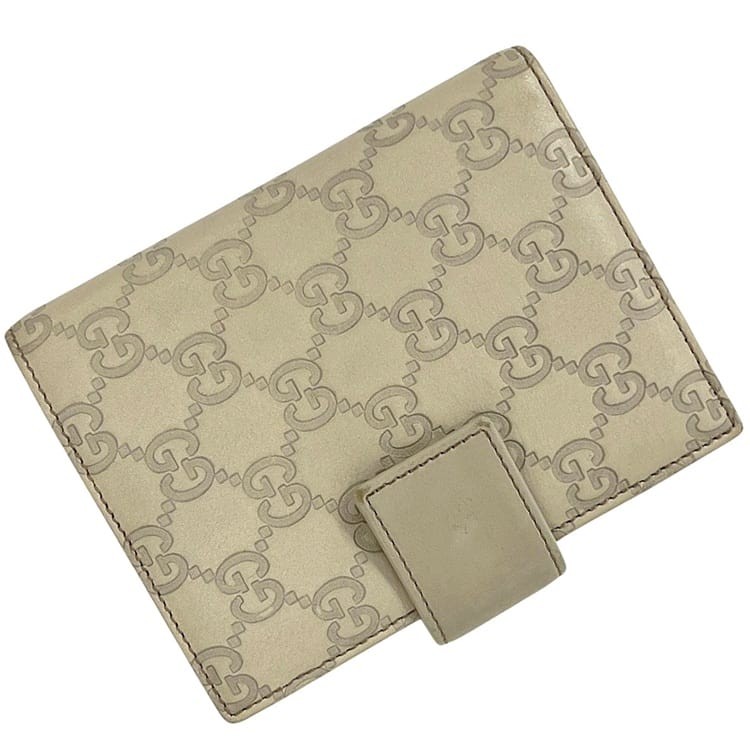 Gucci notebook cover, beige/white, Guccissima line, 115240 A0V1G 9022, 6-ring