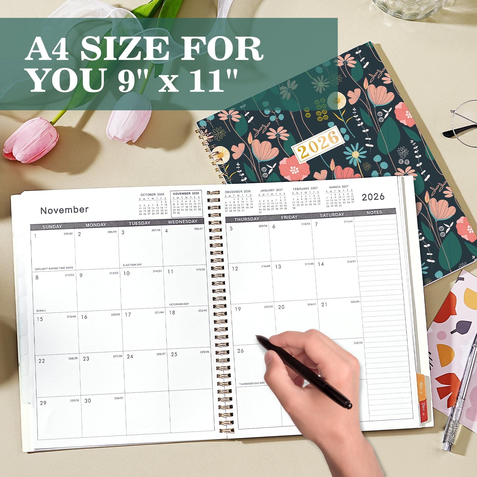 2026 Monthly Planner – January 2026 – December 2026, 9″ x 11″, Multicolor