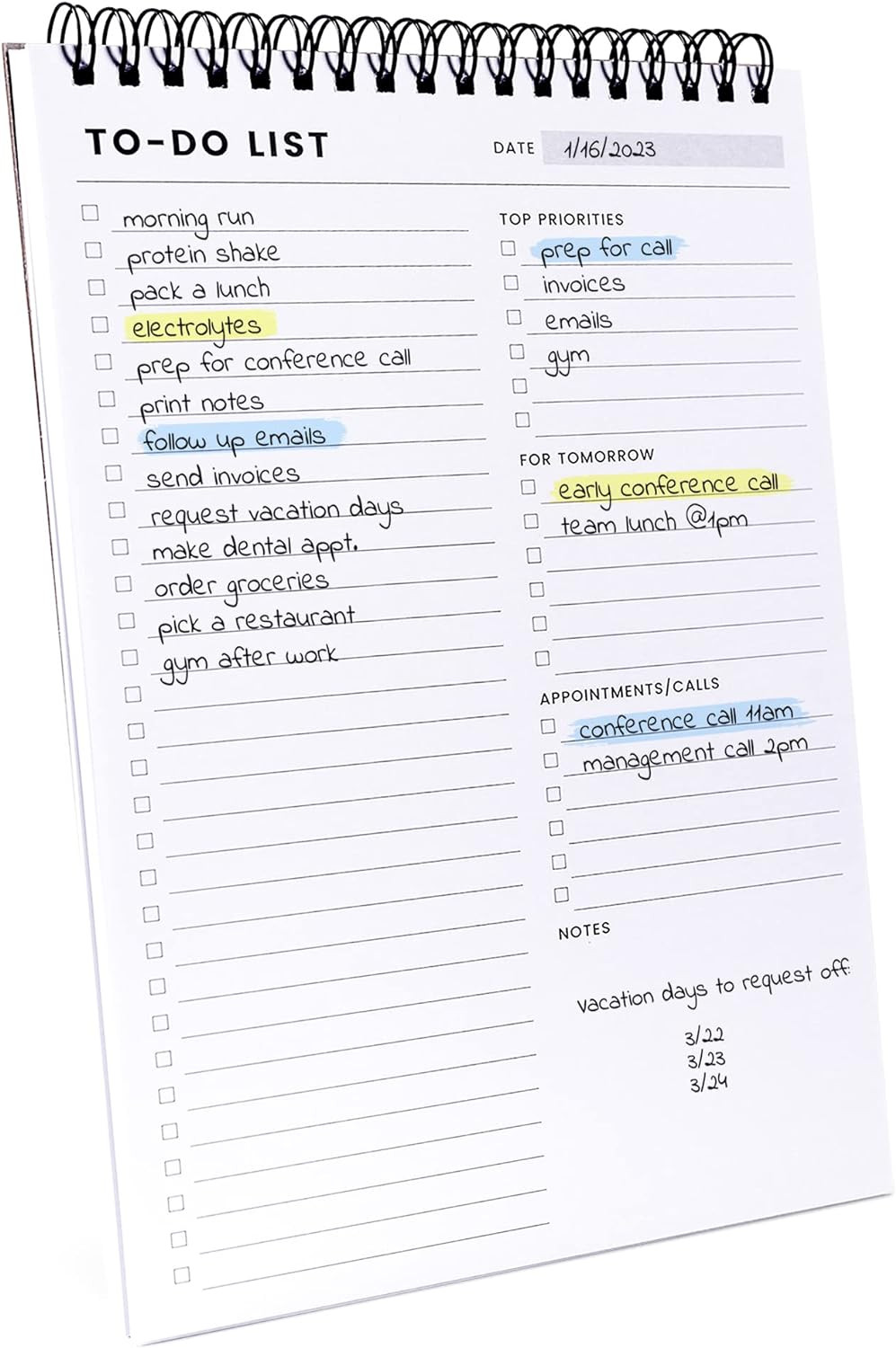 To Do List Notepad: With Multiple Functional Sections – 6.5 x 9.8 60 Sheets – Sp