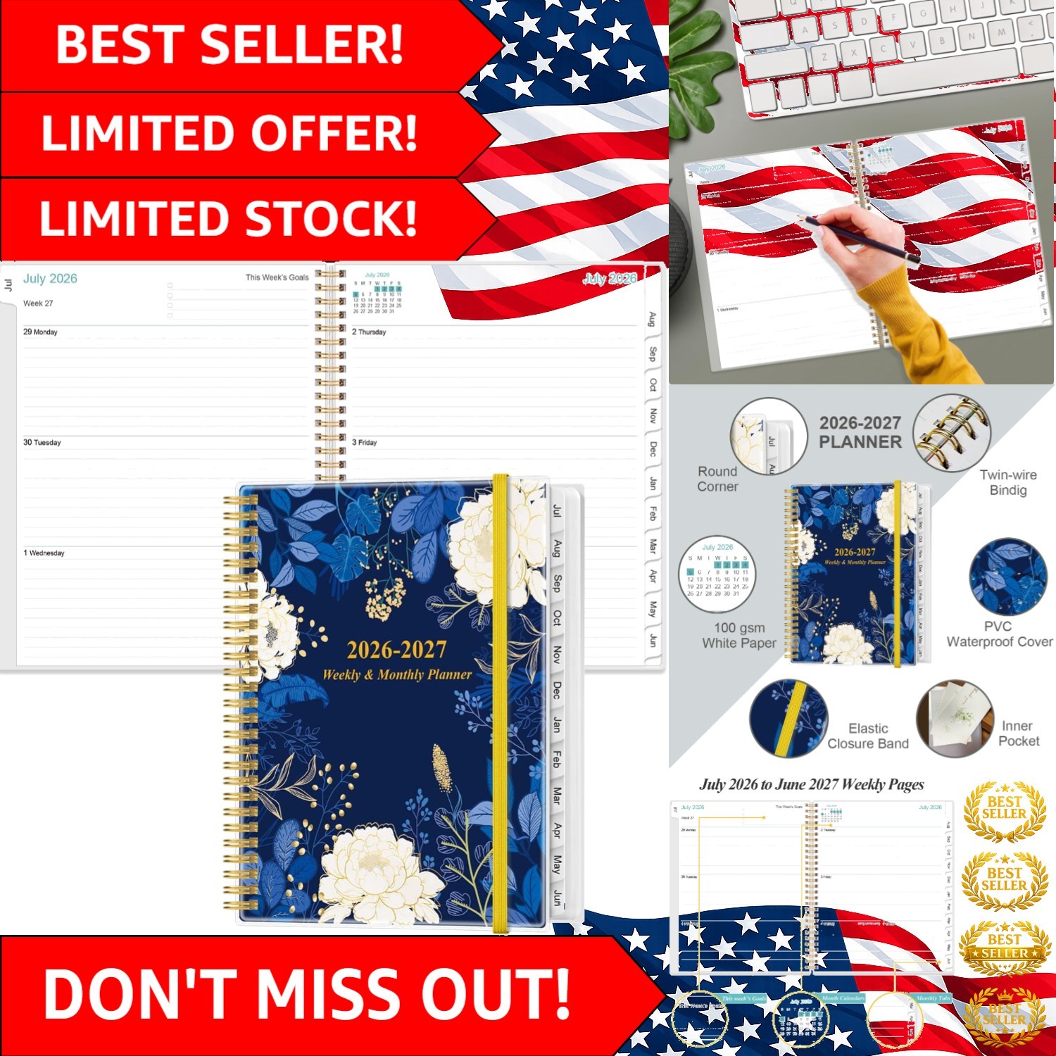 2026-2027 Flexible Cover Planner: Stylish, Durable, with Ample Writing Space