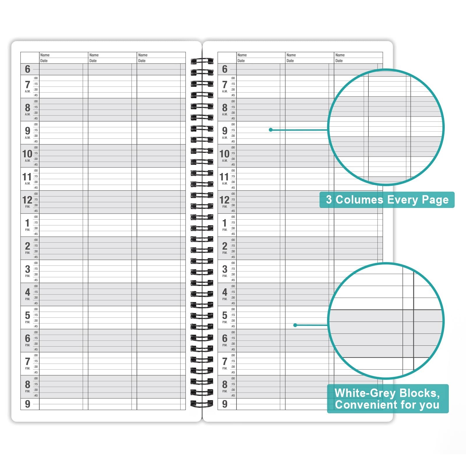 Salon Appointment Book Twin Wire Binding Schedule Book Planner for Hair Stylist