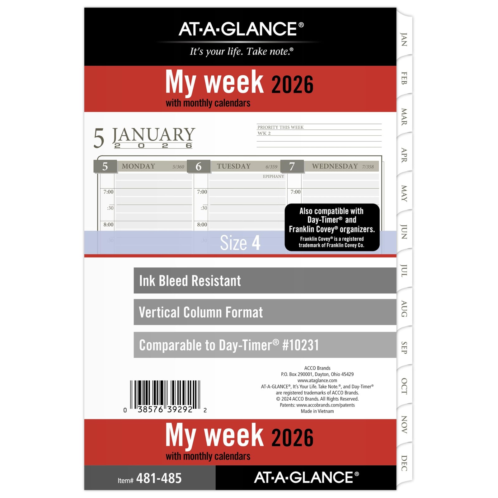 ATAGLANCE 2026 Planner Refill, Weekly & Monthly, 5.5″ x 8.5″, Desk Size 4, Co…