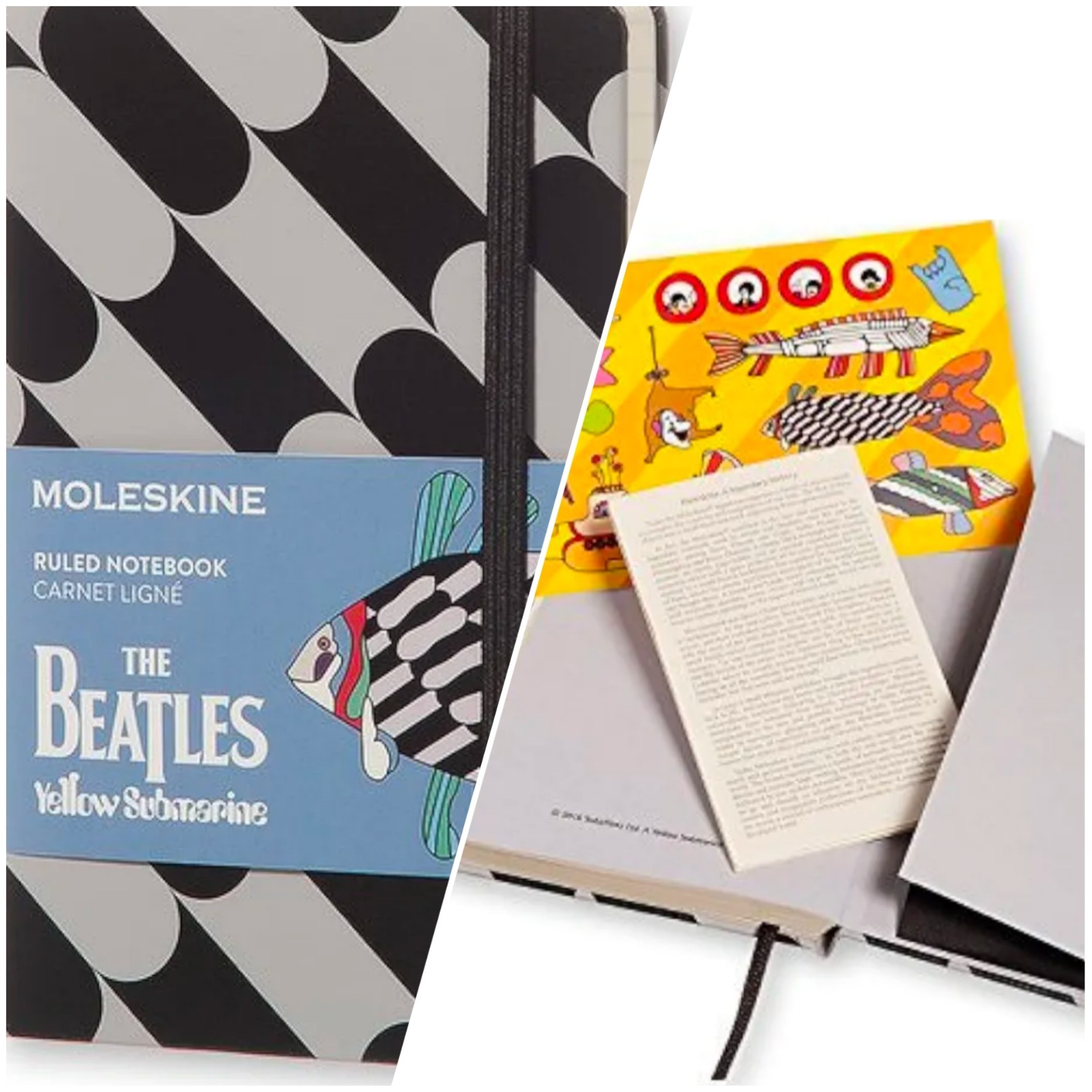 Moleskine Ltd Ed Hard Cover Beatles Yellow Submarine Ruled lines sticker pocket