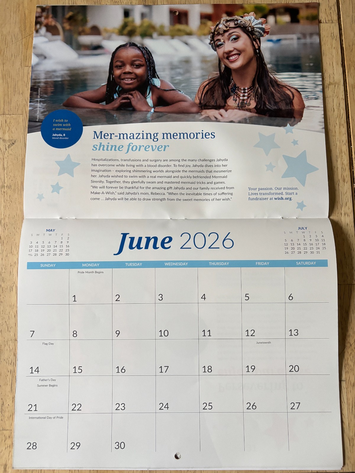 Make-A-Wish Foundation – 2026 Wall Calendar – 12 Months – Kute Kid Photography!