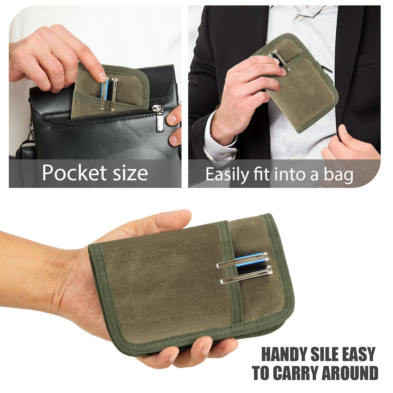 Water Resistant Pocket Notebook Cover with Zipper & Pen Holder – 3.5×5.5 EDC Jou