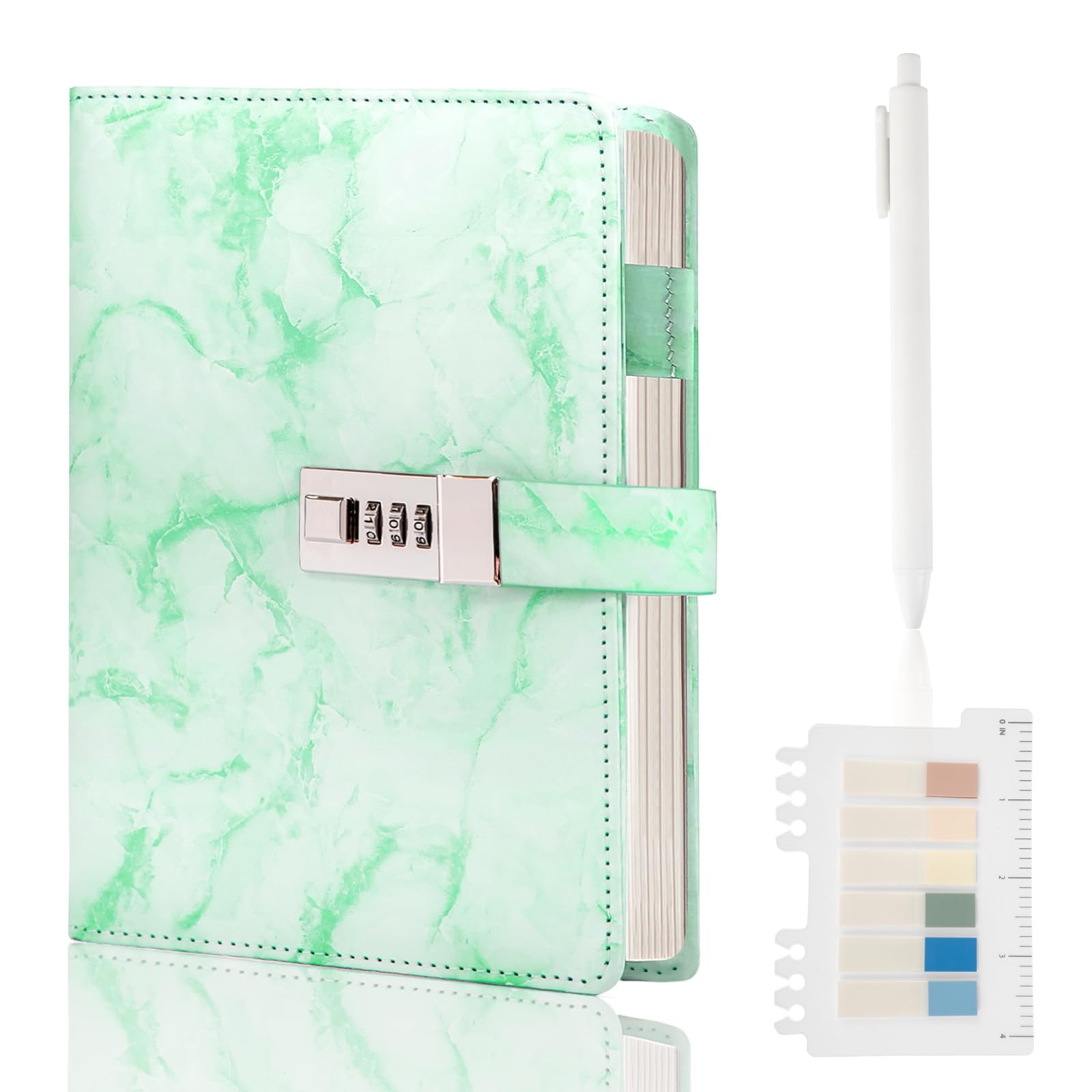 Marble Diary with Lock, 192 Pages College Ruled Secret Journal with Lock, Wat…