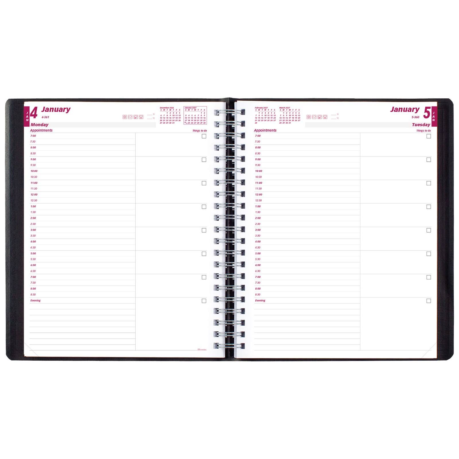 Brownline 2027 CB965.BLK Daily Planner Appointment Book, 8-1/2 x 11″