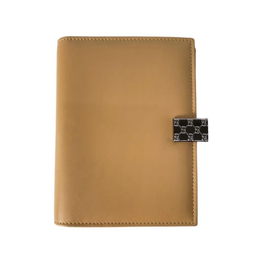 GUCCI Agenda Planner Notebook Cover Leather Camel Silver 6 Ring Japan Authentic