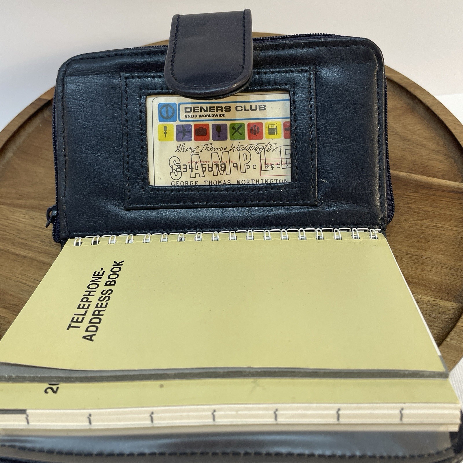 Vintage 80’s-90’s Women’s Organizer Planner Wallet Snap Tab Zip Navy Blue
