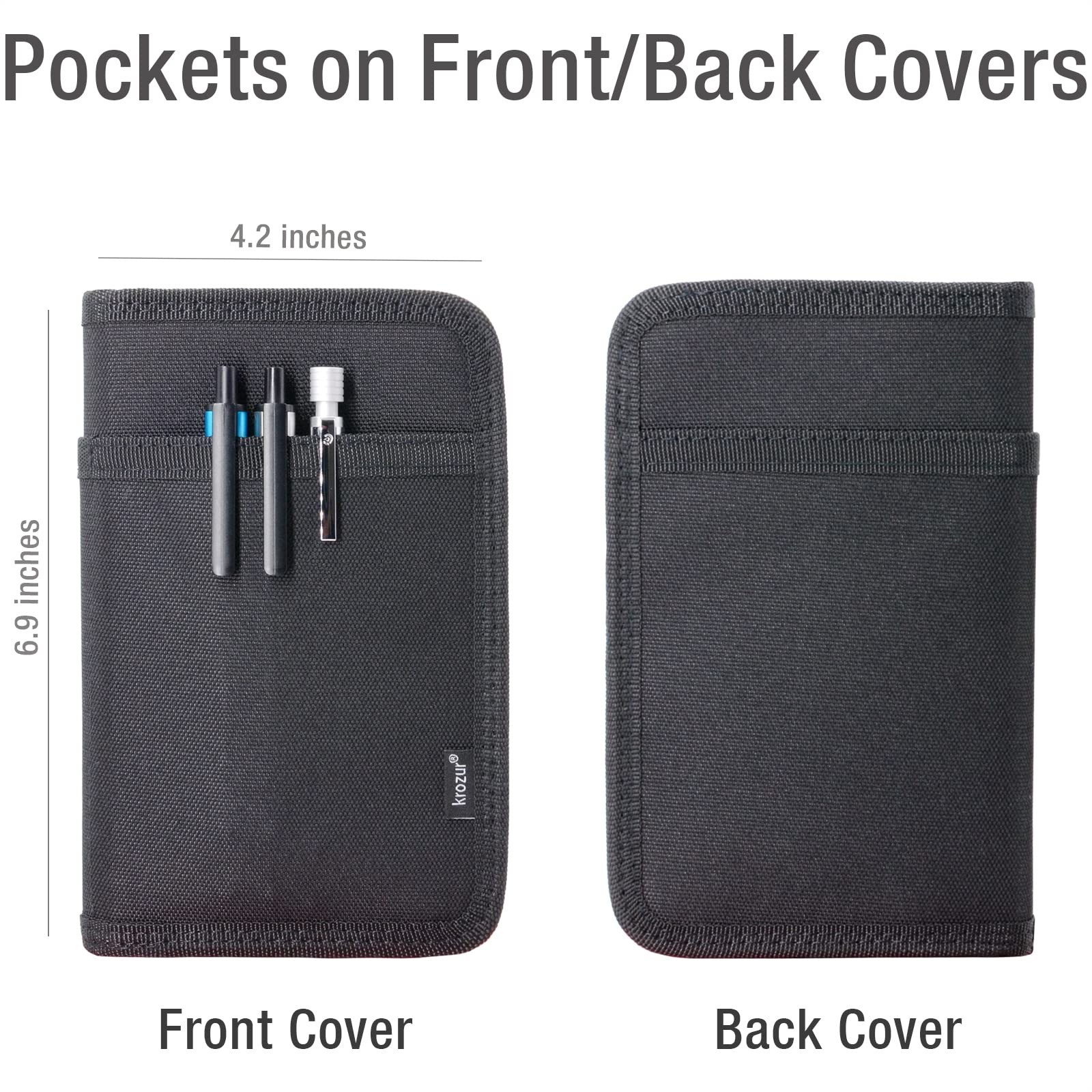 Krozur Field Notes Notebooks Cover 3.5 x.5.5 Pocket Notebook Cover with Pen H…
