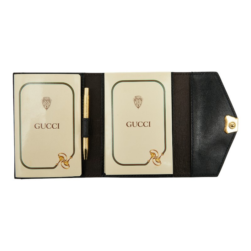 Gucci Notebook Cover 031 379 4328 Black Leather Women’s Ballpoint Pen Box
