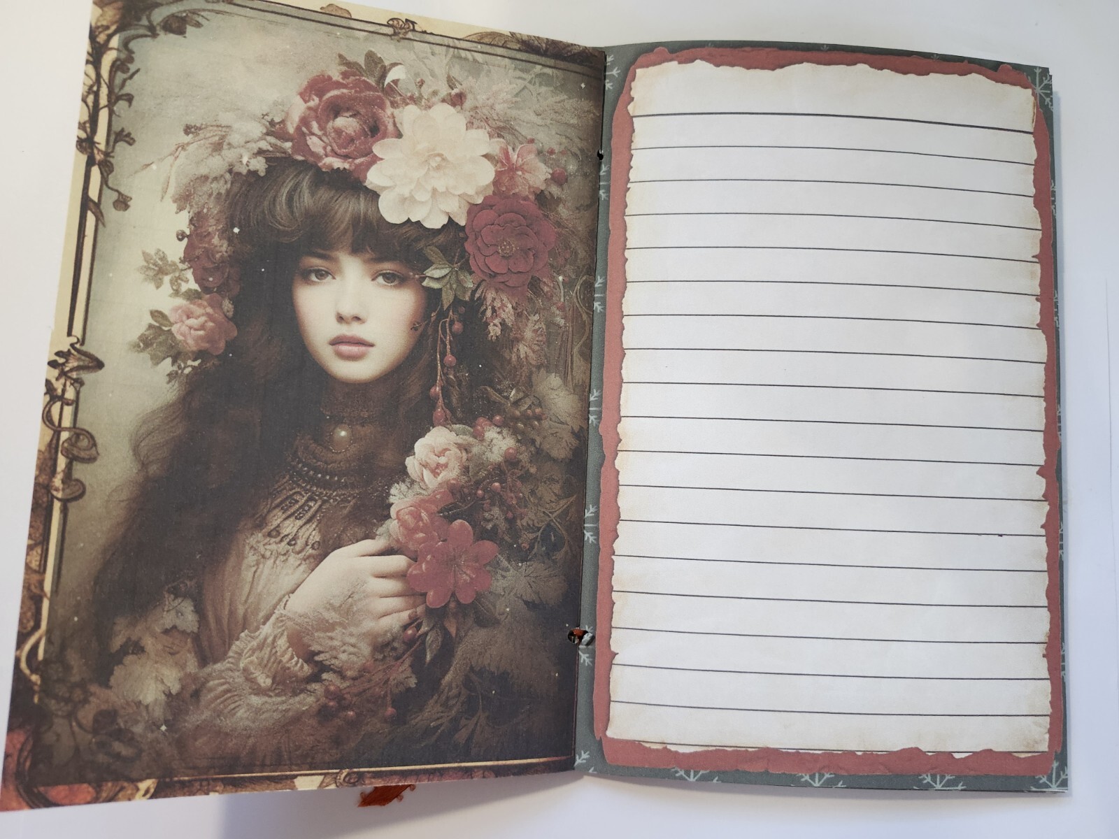 Junk Journal Blank BOOKLET “VICTORIAN WINTER” HANDMADE Christmas, LG 8.5″x5.5