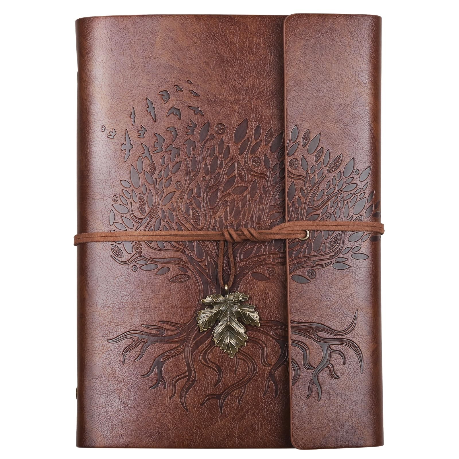 Billtigif PU Leather Journal Notebook, Refillable Travel A5(9.2″x6.5″), Brown