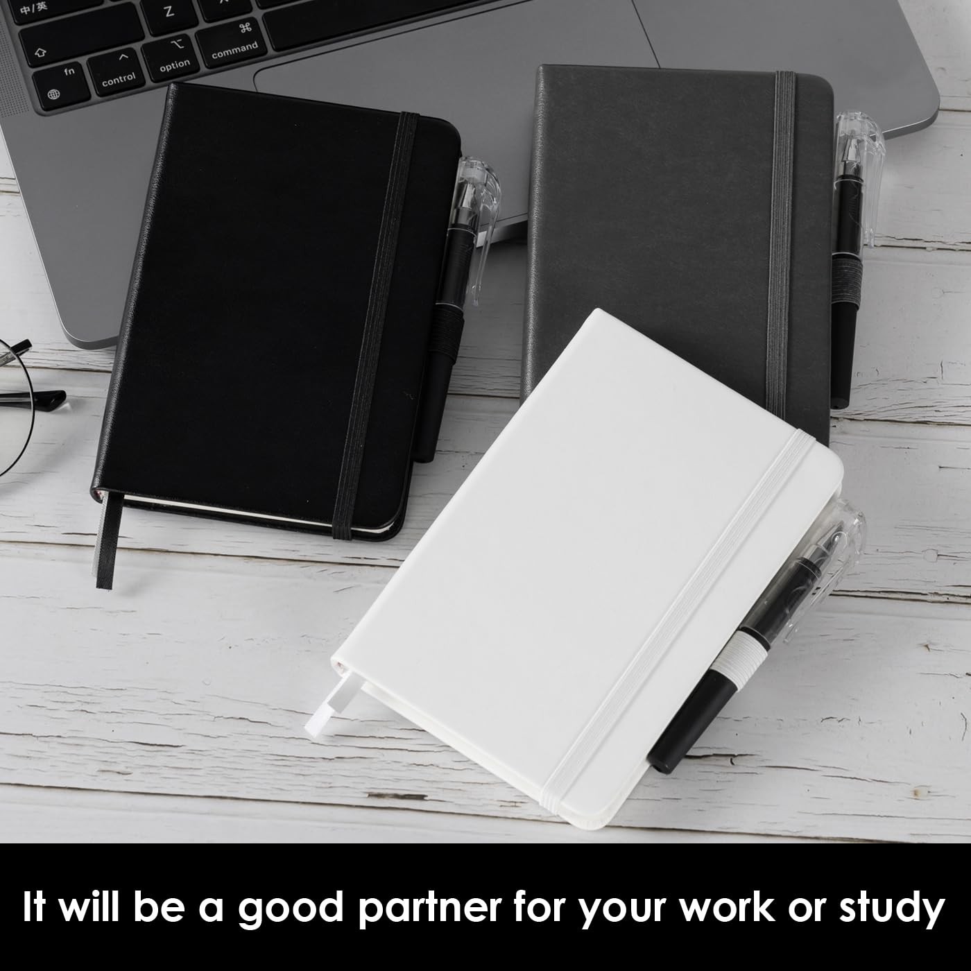 NIRMIRO Small Notebook Pocket Size Journal 3.7″ x 5.7″, 3 Pack, (White, Grey,…