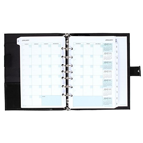 Slim Leather Planner Starter Set, Undated 7-Ring Desk Organizer, 5.5×8.5 Inches,