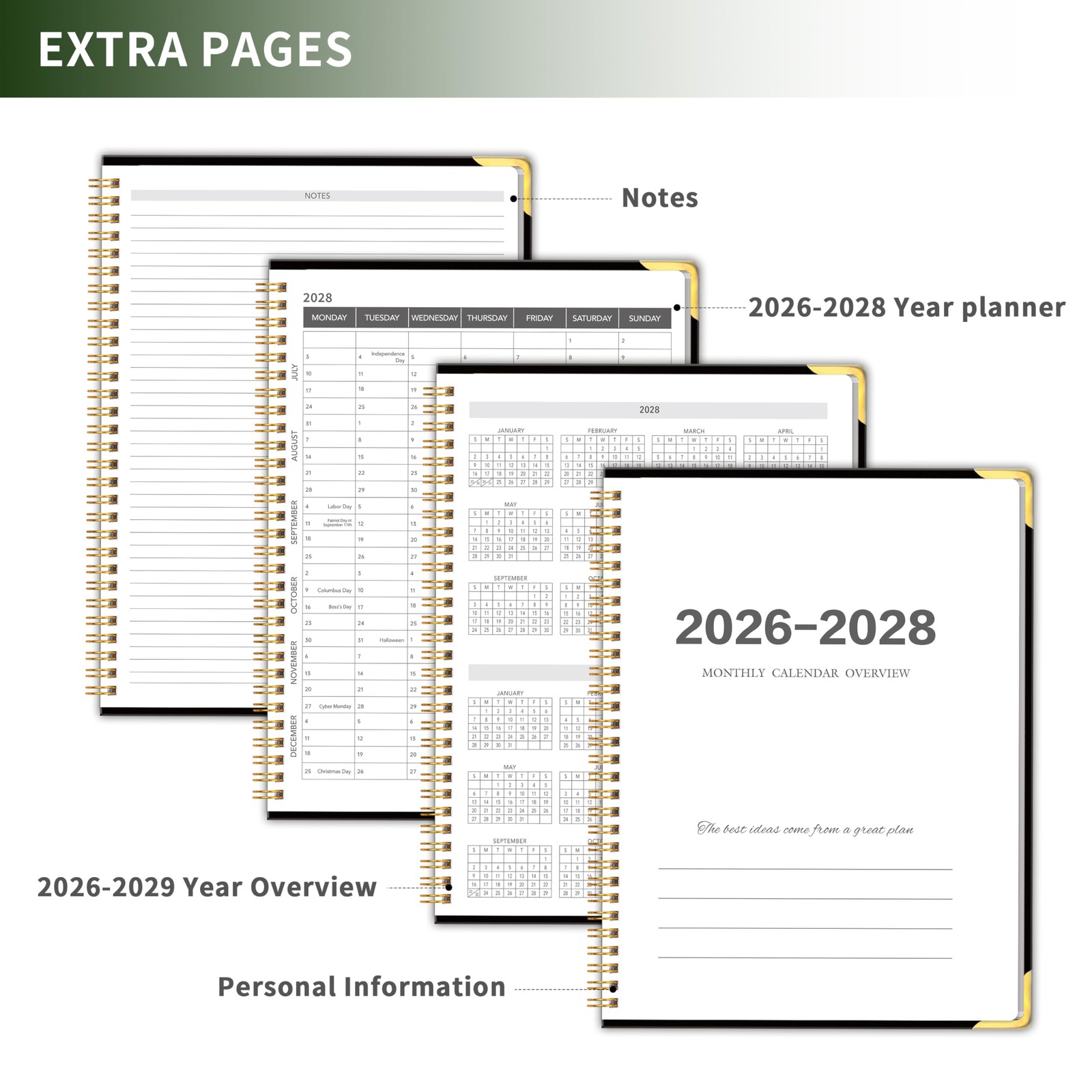 2026-2028 Monthly Planner January 2026 to December 2028, 3 Year Monthly Calendar